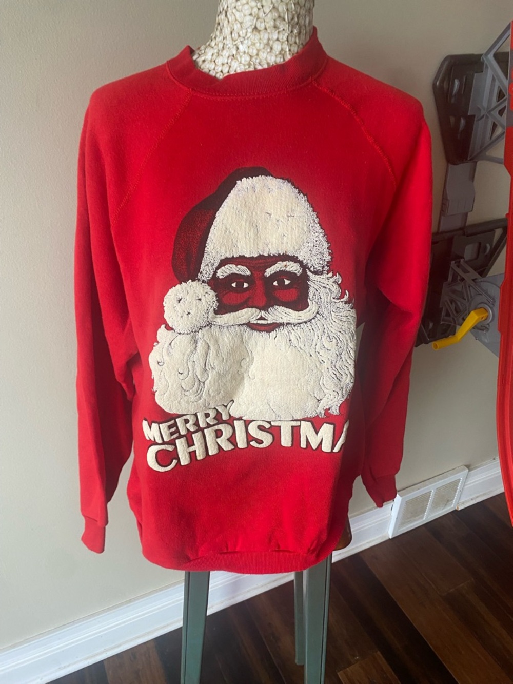 Vintage 80s Red Merry Christmas Santa Crewneck